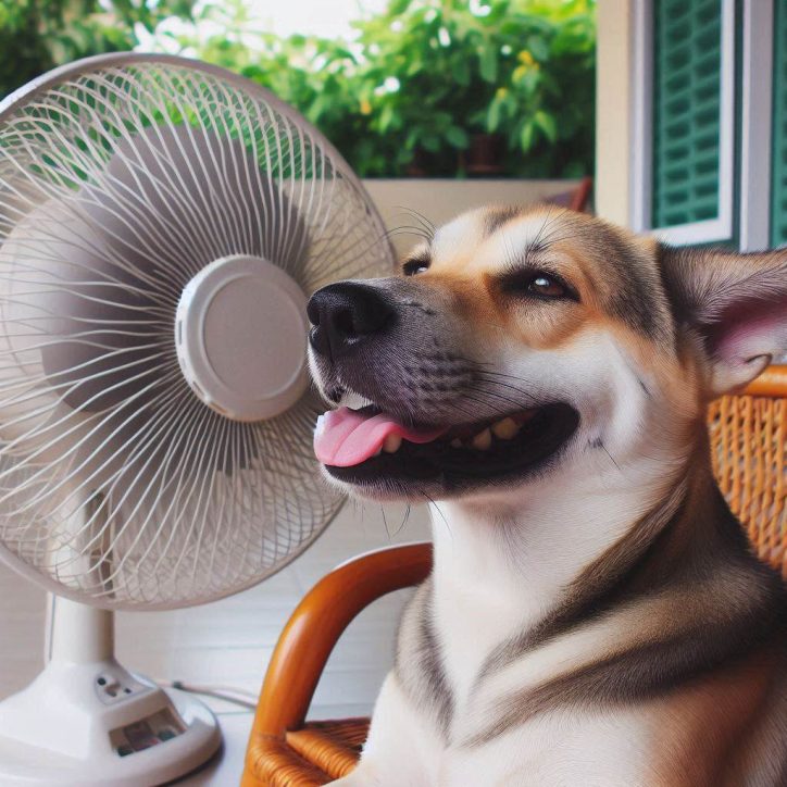 dog enjoying a cool environment