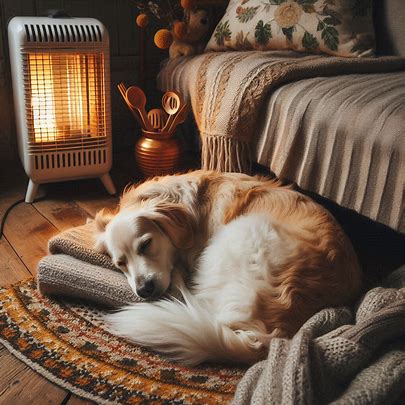 pet curled next to heater